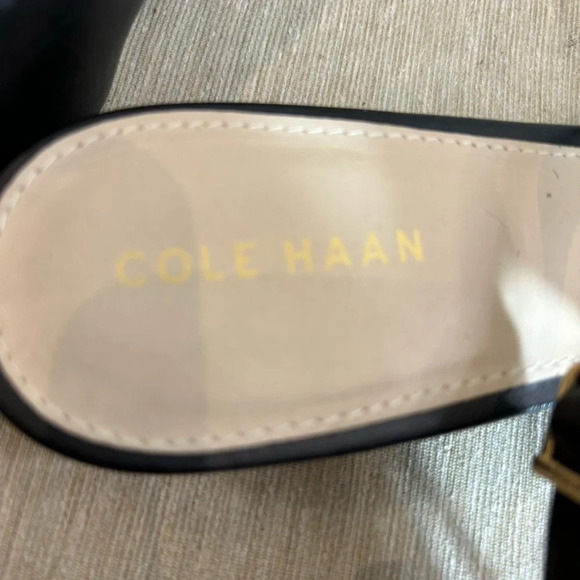 COLE HAAN Sz 6.5B Leather Flat Pointy Toe Knotted Bow w/ Metal Tips Slingbacks - Picture 6 of 11